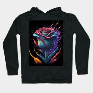 Splash Art of Beautiful Multi-color Rose Hoodie